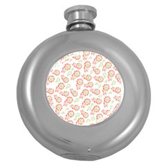 Flower Floral Red Star Sunflower Round Hip Flask (5 Oz) by Mariart