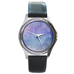 Business Background Blue Corporate Round Metal Watch by Nexatart