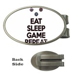 Eat sleep game repeat Money Clips (Oval)  Front