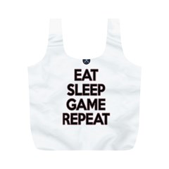 Eat Sleep Game Repeat Full Print Recycle Bags (m)  by Valentinaart