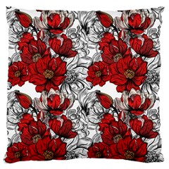 Hand Drawn Red Flowers Pattern Standard Flano Cushion Case (one Side) by TastefulDesigns