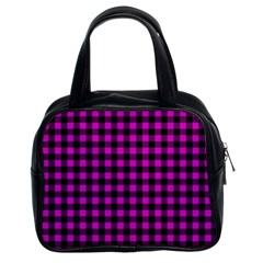 Lumberjack Fabric Pattern Pink Black Classic Handbags (2 Sides) by EDDArt