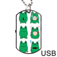 Animals Frog Green Face Mask Smile Cry Cute Dog Tag Usb Flash (two Sides) by Mariart