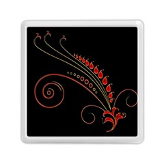 Flower Leaf Red Black Memory Card Reader (square)  by Mariart