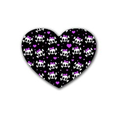 Cute Skull Rubber Coaster (heart)  by Valentinaart