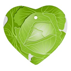 Cabbage Leaf Vegetable Green Heart Ornament (two Sides) by Mariart