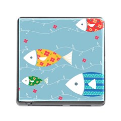 Fish Cute Swim Blue Sea Memory Card Reader (square) by Mariart