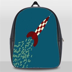 Rocket Ship Space Blue Sky Red White Fly School Bags (xl)  by Mariart