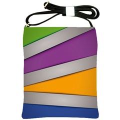 Colorful Geometry Shapes Line Green Grey Pirple Yellow Blue Shoulder Sling Bags by Mariart