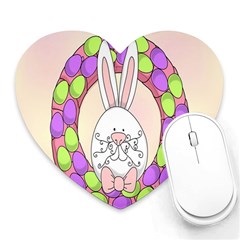 Make An Easter Egg Wreath Rabbit Face Cute Pink White Heart Mousepads by Mariart