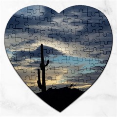 Cactus Sunset Jigsaw Puzzle (heart) by JellyMooseBear