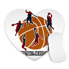 Basketball Never Stops Heart Mousepads by Valentinaart