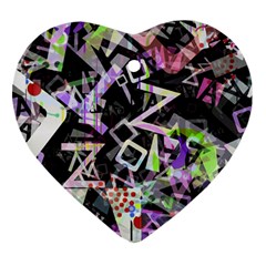 Chaos With Letters Black Multicolored Ornament (heart) by EDDArt