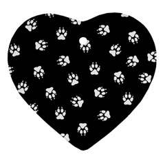 Footprints Dog White Black Heart Ornament (two Sides) by EDDArt