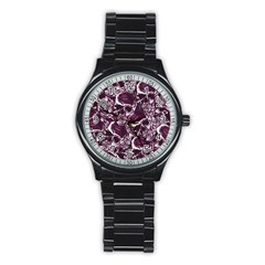 Skull Pattern Stainless Steel Round Watch by ValentinaDesign