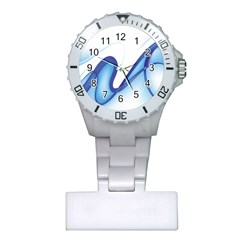 Glittering Abstract Lines Blue Wave Chefron Plastic Nurses Watch by Mariart