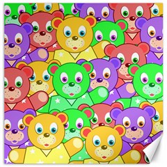 Cute Cartoon Crowd Of Colourful Kids Bears Canvas 16  X 16   by Nexatart