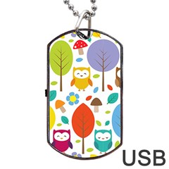 Cute Owl Dog Tag Usb Flash (one Side) by Nexatart