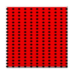 Red White Black Hole Polka Circle Tile Coasters