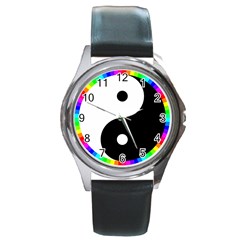 Rainbow Around Yinyang Round Metal Watch by Nexatart