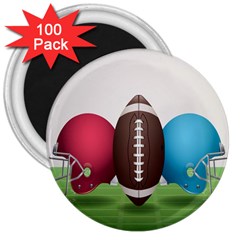 Helmet Ball Football America Sport Red Brown Blue Green 3  Magnets (100 Pack) by Mariart