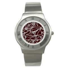 River System Line Brown White Wave Chevron Stainless Steel Watch by Mariart