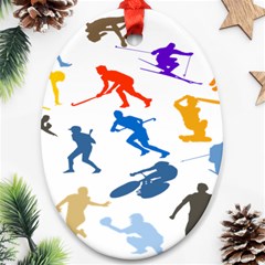 Sport Player Playing Oval Ornament (two Sides) by Mariart