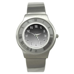 Triangle Black White Wave Chevron Stainless Steel Watch by Mariart