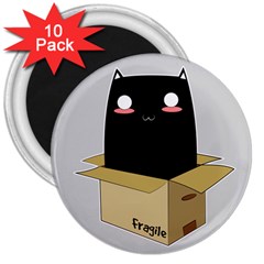 Black Cat In A Box 3  Magnets (10 Pack)  by Catifornia