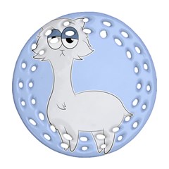 Grumpy Persian Cat Llama Ornament (round Filigree) by Catifornia