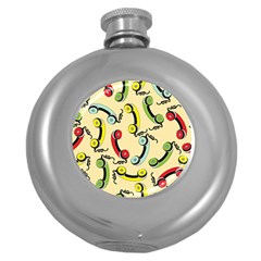 Telephone Cable Green Nyellow Red Blue Round Hip Flask (5 Oz) by Mariart