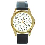 Cactus pattern Round Gold Metal Watch Front