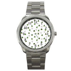 Cactus Pattern Sport Metal Watch by Valentinaart