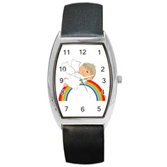 Angel Rainbow Cute Cartoon Angelic Barrel Style Metal Watch by Nexatart