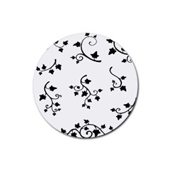 Black Leaf Tatto Rubber Round Coaster (4 Pack) 