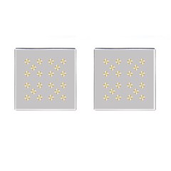 Syrface Flower Floral Gold White Space Star Cufflinks (square) by Mariart