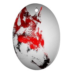 Red Black Wolf Stamp Background Ornament (oval) by Nexatart