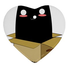 Black Cat In A Box Heart Ornament (two Sides) by Catifornia