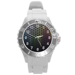 Hexagons Honeycomb Round Plastic Sport Watch (l) by Mariart