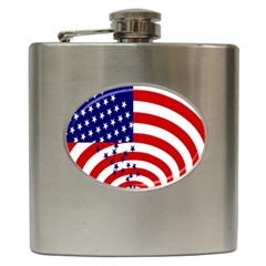 Star Line Hole Red Blue Hip Flask (6 Oz) by Mariart