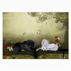 Wonderful Whte Unicorn With Black Horse Large Glasses Cloth by FantasyWorld7