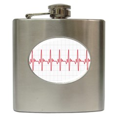 Cardiogram Vary Heart Rate Perform Line Red Plaid Wave Waves Chevron Hip Flask (6 Oz) by Mariart