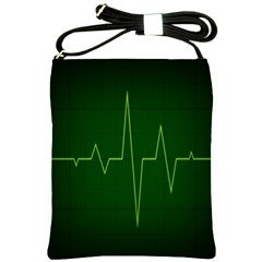 Heart Rate Green Line Light Healty Shoulder Sling Bags by Mariart