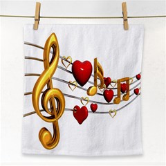 Music Notes Heart Beat Face Towel by Mariart