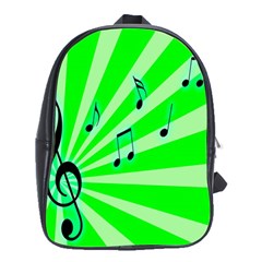 Music Notes Light Line Green School Bags(large)  by Mariart