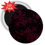 Pink Floral Pattern Background 3  Magnets (100 pack) Front