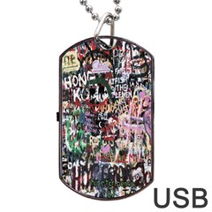 Graffiti Wall Pattern Background Dog Tag Usb Flash (two Sides) by Nexatart