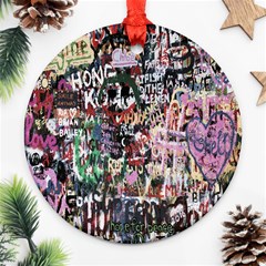 Graffiti Wall Pattern Background Round Ornament (two Sides) by Nexatart