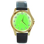 Bubble Polka Circle Green Round Gold Metal Watch Front