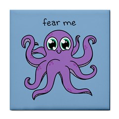 Colorful Cartoon Octopuses Pattern Fear Animals Sea Purple Tile Coasters